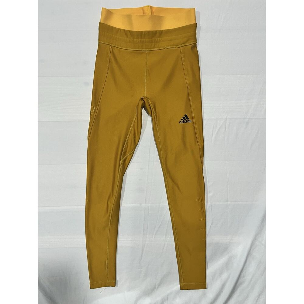 Adidas Cold RDY Gold Mustard Compression Leggings Womens Athletic